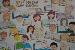 Plakat promujący czytanie wykonany przez uczniów klasy 3c.
