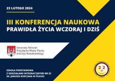 Plansza z napisem II konferencja naukowa „Prawidła życia wczoraj i dziś” 23 lutego 2024 r.