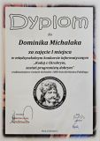 Dyplom dla Dominika Michalaka za I miejsce w konkursie z logo szkoły SP11 w Płocku