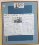 Plakat o Marii Skłodowskiej-Curie wykonany podczas pierwszego etapu projektu.