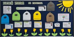 Gazetka ścienna „Dzień Ziemi” przygotowana przez uczniów klasy 7e.