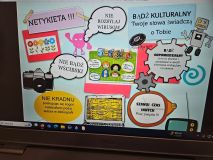 Plakat na temat netykiecie w Internecie wykonany przez uczniów.