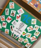 Plakat wykonany przez klasę pierwszą przedstawiający sposoby spędzania czasu wolnego.