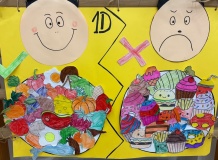 Prezentacja klasy pierwszej ukazująca podział na to co jest zdrowe, a co nie.