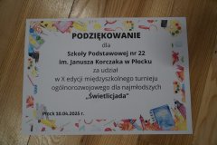 Zdjęcie dyplomu z podziękowaniami za udział w Świetlicjadzie.