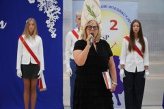 Dyrektor Kuratorium Oświaty w Warszawie, Delegatury w Płocku – pani Anna Wiśniewska, podczas swojego wystąpienia.