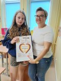 Zwyciężczyni konkursu Deutschmeister Wiktoria Rychlik ze swoją germanistką panią Moniką Kopką-Wonsowską.