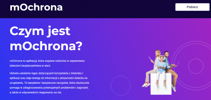 Obrazek przedstawiający rodzinę korzystającą z telefonów, tabletów.