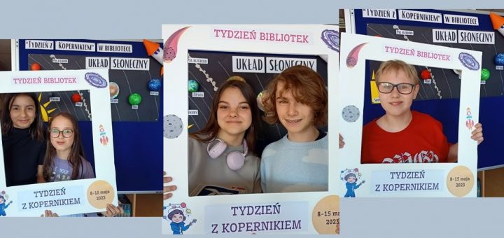 Uczniowie w fotoramce "Tydzień z Kopernikiem".